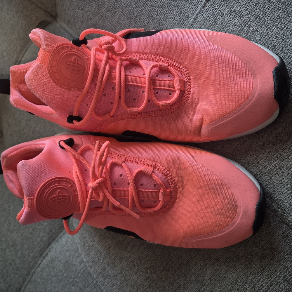 Coral Colored Sneakers with Knit Upper and Cushioned Sole